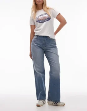 Topshop Mid Rise Straight Fit -farkut