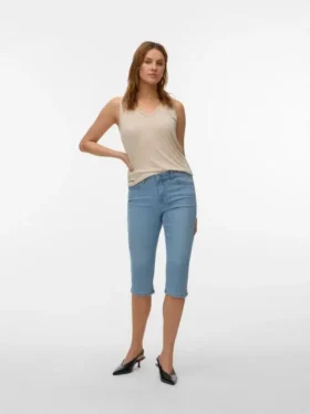 Vmelly Mid Rise Slim Fit -caprihousut